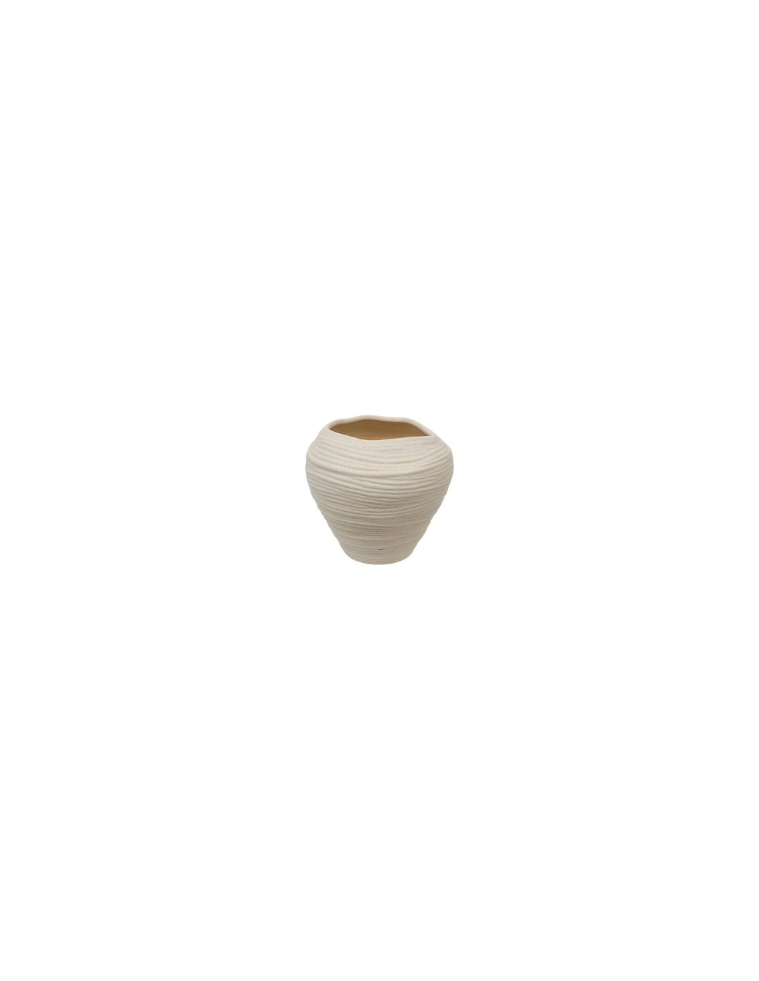 Vaso Ceramica Prudi, Bianco, Alto 20 cm, Diametro 22 cm