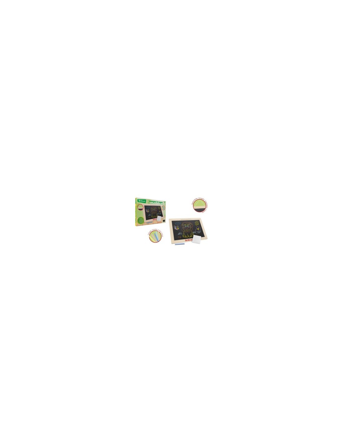 LAVAGNA IN LEGNO PER BAMBINI LEGNOLAND 42871 CON GESSI E LACCIO PER APPENDERE CM. 34X24,2
