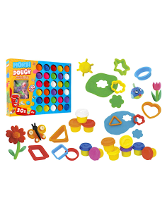 PASTA DA MODELLARE, 30 COLORI, MINI VASETTI, 25 GR, ACCESSORI INCLUSI, SET CREATIVO, BAMBINI 3+ ANNI, MORBIDOUGH 42479