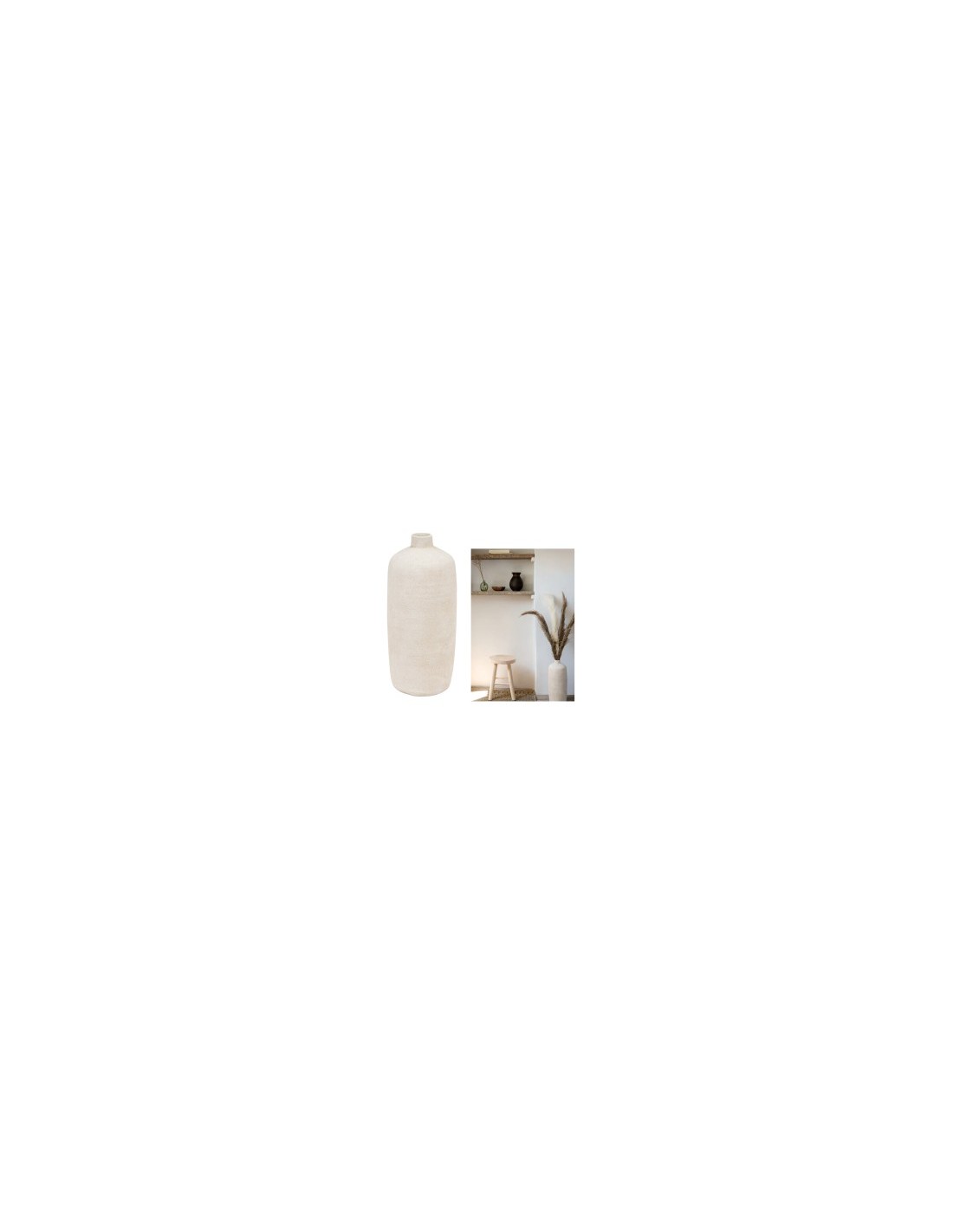 Vaso, gres, Romia, beige, D.19 x H.43,5 cm, collezione Wonja