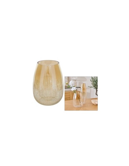 Vaso, vetro craquelé, Alexis, trasparente, D.19 x H.25 cm