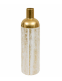Vaso, metallo, Mirsa, bianco, D.16 x H.60,5 cm, design moderno