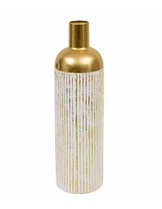 Vaso, metallo, Mirsa, bianco, D.16 x H.60,5 cm, design moderno