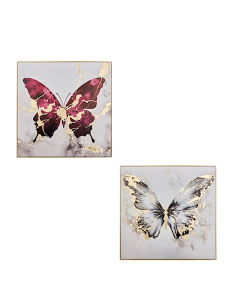 Tela, stampata, Hilo, farfalla, 60x60 cm, assortita, dorato metallizzato