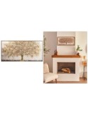 Tela stampata incorniciata Eka 78x38 cm, marrone, effetto alluminio, albero dorato