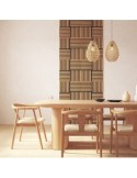 Set 3 pannelli decorativi, Colva, 30 x 30 cm, MDF, effetto legno scuro, isolamento acustico