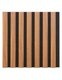 Set 3 pannelli decorativi, Colva, 30 x 30 cm, MDF, effetto legno scuro, isolamento acustico