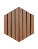 Set 3 pannelli decorativi, Colva, esagono, 30 x 26 cm, MDF, effetto legno scuro, isolamento acustico