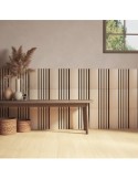 Set 3 pannelli decorativi, Colva grande, 30 x 30 cm, MDF, effetto legno chiaro, isolamento acustico, design a doghe