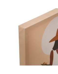 Set 5 tele stampate, Cynthia, donna, design moderno, MDF, 25 x 25 cm, colori pesca, arte decorativa
