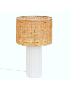 Lampada Tylia, ceramica bianca, H 47 cm, design elegante, paralume escluso