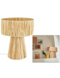 Lampada da tavolo, Orane, rafia beige, 34 cm altezza, base in ghisa, design naturale, Yucatan Collection