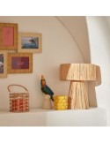 Lampada da tavolo, Orane, rafia beige, 34 cm altezza, base in ghisa, design naturale, Yucatan Collection
