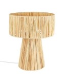 Lampada da tavolo, Orane, rafia beige, 34 cm altezza, base in ghisa, design naturale, Yucatan Collection