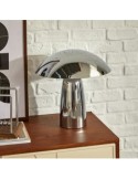 Lampada fungo Omia, argentata, 34 cm altezza, acciaio e cemento, design moderno, doppio attacco E27