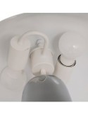 Lampada fungo Omia, argentata, 34 cm altezza, acciaio e cemento, design moderno, doppio attacco E27