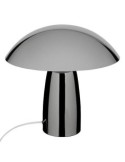 Lampada fungo Omia, argentata, 34 cm altezza, acciaio e cemento, design moderno, doppio attacco E27
