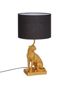 Lampada leopardo Gepi, dorata, 47,5 cm altezza, design elegante, acciaio e poliresina, collezione Bellissima