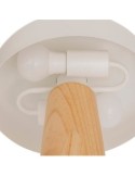 Lampada fungo Pola, bianca, 36 cm altezza, doppio attacco E27, legno Hevea e acciaio, collezione Modern Flow