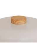 Lampada fungo Pola, bianca, 36 cm altezza, doppio attacco E27, legno Hevea e acciaio, collezione Modern Flow