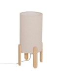 Lampada Rafa, base in legno, beige, altezza 37 cm, design moderno, HEVEA e PVC