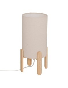 Lampada Rafa, base in legno, beige, altezza 37 cm, design moderno, HEVEA e PVC