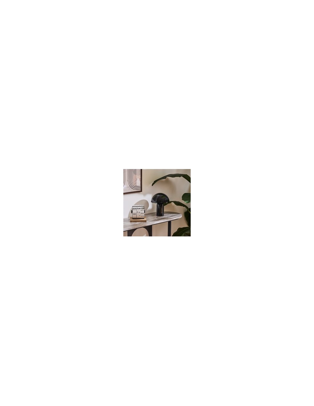 Lampada fungo Lito, metallo nero, altezza 24,5 cm, design moderno, acciaio