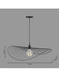 Lampadario Adelia, metallo nero, diametro 58 cm, altezza 103,5 cm
