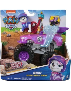 PAW Patrol Rescue Wheels Monster Truck di Roxi con Ariete Trasformabile e Personaggio