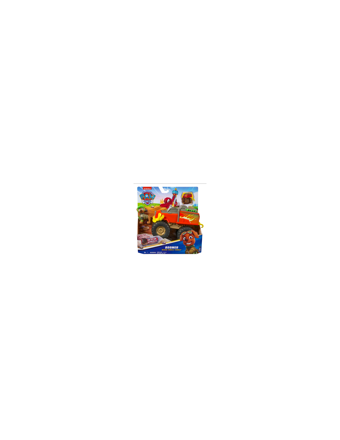 PAW PATROL, RESCUE WHEELS MONSTER TRUCK DI BOOMER, CON GANCIO RETRATTILE, FIGURA INCLUSA,  3+ ANNI