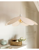 Sospensione Naya, a petali, beige lino, diametro 72 cm, altezza 118 cm