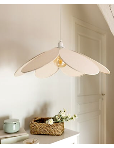 Sospensione Naya, a petali, beige lino, diametro 72 cm, altezza 118 cm