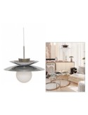 Sospensione Omia, metallo argentato, diametro 38 cm, altezza 125 cm, collezione Sky Lounge