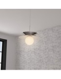 Sospensione Omia, metallo argentato, diametro 38 cm, altezza 125 cm, collezione Sky Lounge