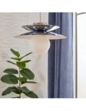 Sospensione Omia, metallo argentato, diametro 38 cm, altezza 125 cm, collezione Sky Lounge