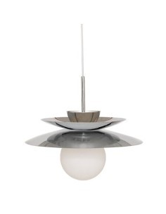 Sospensione Omia, metallo argentato, diametro 38 cm, altezza 125 cm, collezione Sky Lounge