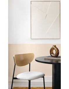 Sedia Jaisa, seduta in tessuto beige, schienale in legno, gambe in metallo, 50 x 50 x 81 cm 2