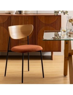 Sedia Jaisa, seduta in tessuto ambra, schienale in legno, gambe in metallo – 50 x 50 x 81 cm 2