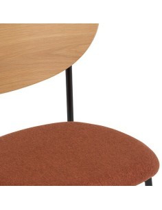 Sedia Jaisa, seduta in tessuto ambra, schienale in legno, gambe in metallo – 50 x 50 x 81 cm
