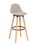 Sedia da bar alta Maxon, beige, gambe in legno di faggio, PP, L. 40 x P. 43 x H. 92,5 cm, 4.5 Kg
