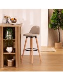 Sedia da bar alta Maxon, beige, gambe in legno di faggio, PP, L. 40 x P. 43 x H. 92,5 cm, 4.5 Kg