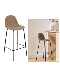 Sgabello da bar Vladi, moka, beige, acciaio e plywood FSC, L. 43,5 x P. 41,5 x H. 96 cm, 4,55 Kg