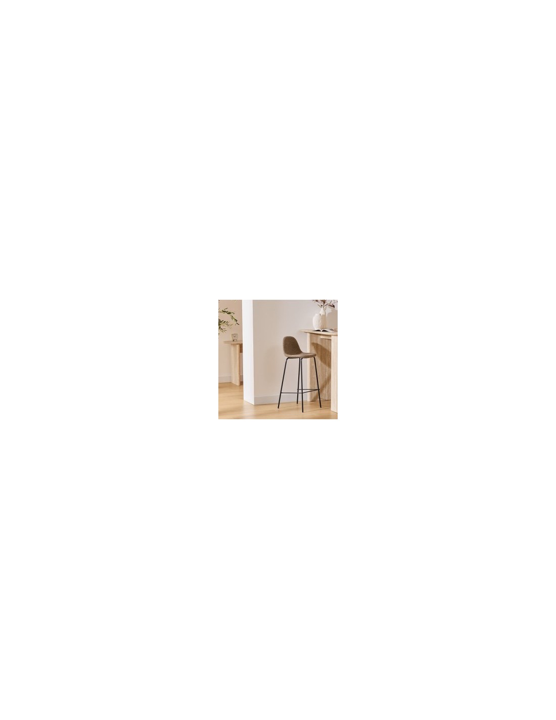 Sgabello da bar Vladi, moka, beige, acciaio e plywood FSC, L. 43,5 x P. 41,5 x H. 96 cm, 4,55 Kg