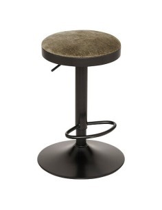 Sgabello da bar Ilsa, altezza regolabile, nero e kaki, acciaio, Ø 41,5 x H. 76 cm, 5.47 Kg