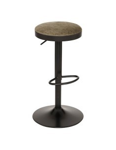 Sgabello da bar Ilsa, altezza regolabile, nero e kaki, acciaio, Ø 41,5 x H. 76 cm, 5.47 Kg