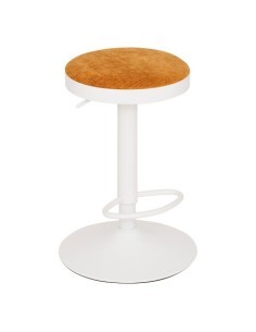 Sgabello da bar Ilsa, altezza regolabile, bianco e ocra, acciaio, Ø 41,5 x H. 76 cm, 5.47 Kg