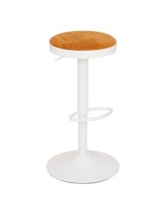 Sgabello da bar Ilsa, altezza regolabile, bianco e ocra, acciaio, Ø 41,5 x H. 76 cm, 5.47 Kg