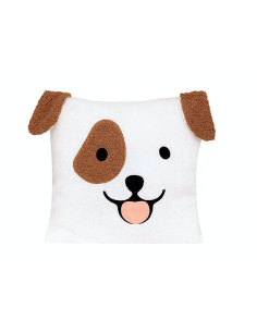Cuscino bouclé Scott, motivo cane, bianco, 40 x 40 cm, poliestere, collezione Les petits potes