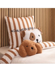 Cuscino bouclé Scott, motivo cane, bianco, 40 x 40 cm, poliestere, collezione Les petits potes