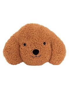 Cuscino forma testa cane, bouclé Scott, marrone, 36 x 8 x 24 cm, poliestere, collezione Les petits potes